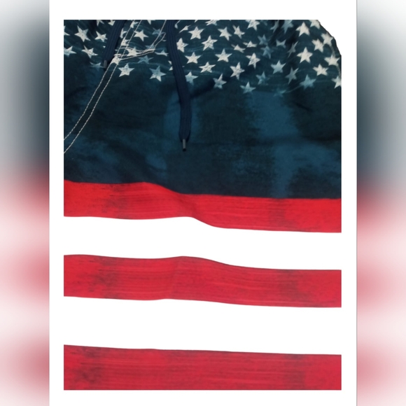 Pacific Scene Patriotic Swimming Shorts Sz M White/Red/Blue - Picture 3 of 7